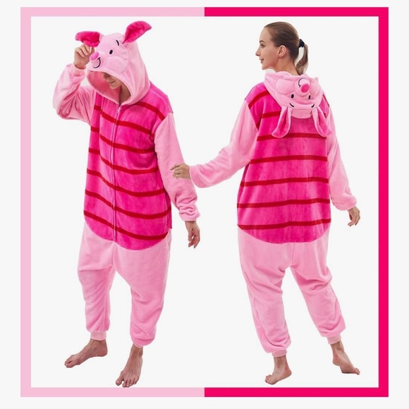 Piglet adult onesie! Has pockets and a flap in the back. Buttons up! Super soft! - Picture 2 of 4